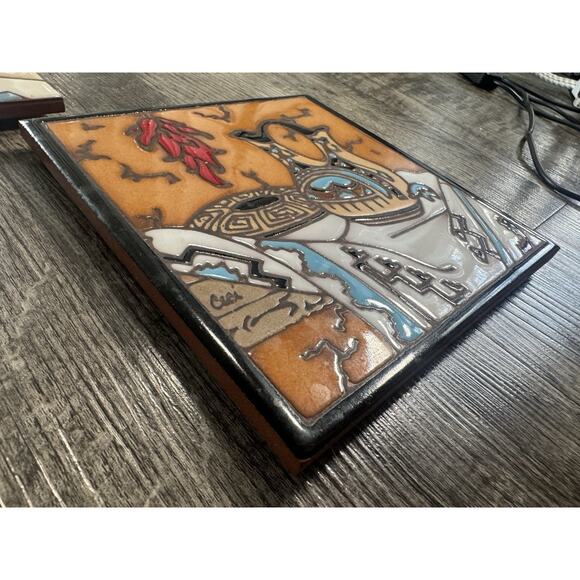 Vintage Earthtones Southwestern Art 6” Tiles Set 1990s Hand painted KRIT - Picture 8 of 11